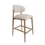 Beige Upholstered Curved Kitchen Stool With Solid Oak Exposed Back - Kori