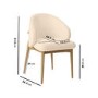 Set of 2 Cream Upholstered Curved Dining Chair with Limewash Solid Oak Exposed Back - Kori