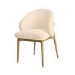 Cream Upholstered Curved Dining Chair with Limewash Solid Oak Exposed Back - Kori