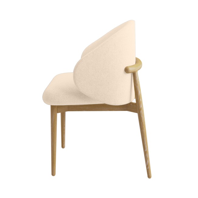 Cream Upholstered Curved Dining Chair with Limewash Solid Oak Exposed Back - Kori