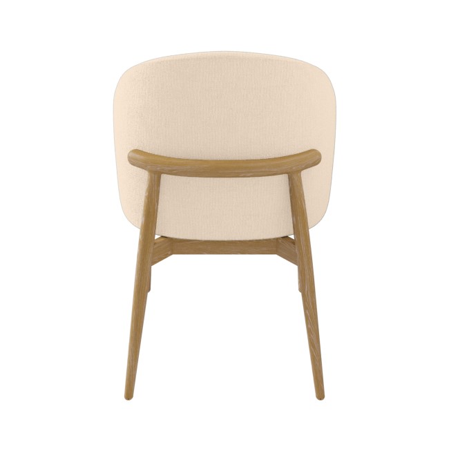 Cream Upholstered Curved Dining Chair with Limewash Solid Oak Exposed Back - Kori