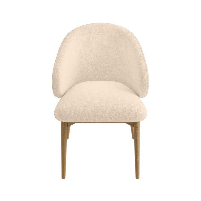 Cream Upholstered Curved Dining Chair with Limewash Solid Oak Exposed Back - Kori