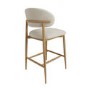 Set of 3 Cream Upholstered Curved Kitchen Stools with Limewash Solid Oak Exposed Back - Kori