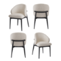 Set of 4 Cream and Black Upholstered Curved Dining Chairs with Wooden Exposed Back - Kori