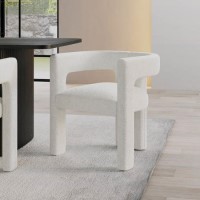 ALMOST PERFECT - White Boucle Upholstered Curved Tub Dining Chair - Kirra