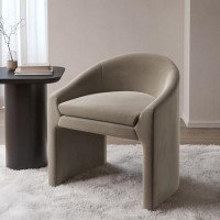 Upholstered Mink Velvet Curved Dressing Table Chair - Kelsey