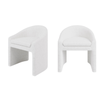 Set of 2 Upholstered White Boucle Curved Tub Dining Chairs - Kelsey