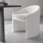 Set of 2 Upholstered White Boucle Curved Tub Dining Chairs - Kelsey