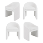 Set of 4 Upholstered White Boucle Curved Tub Dining Chairs - Kelsey