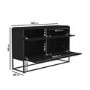 Matt Black Office Desk with Bookcase and Storage Cabinet Set - Larsen