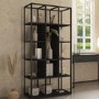 Matt Black Office Desk and Tall Metal Bookcase Set - Larsen