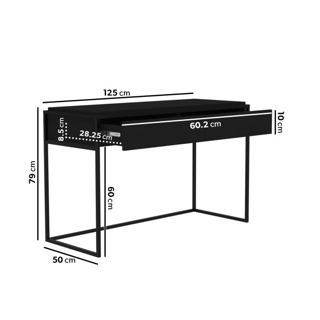 Black Wood & Green Velvet Office Desk and Chair Set - Larsen