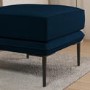 Small Navy Velvet Footstool - Lenny