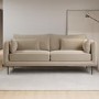 Beige Velvet 3 Seater Sofa with Square Arms - Lenny