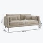 3 Seater Sofa and Armchair Set with Footstool in Beige Velvet - Lenny