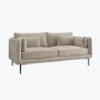 Beige Velvet 3 Seater Sofa with Square Arms - Lenny