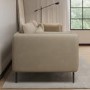 Beige Velvet 3 Seater Sofa with Square Arms - Lenny