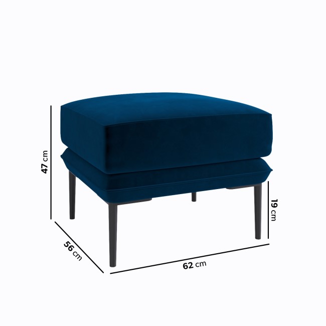 Navy Velvet Armchair and Footstool Set - Lenny