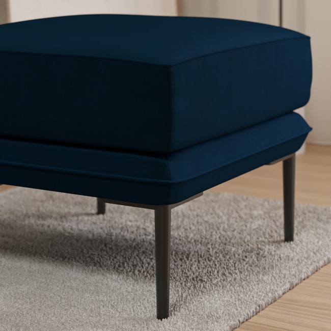 Navy Velvet Armchair and Footstool Set - Lenny