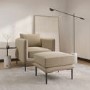 Beige Velvet Armchair and Footstool Set - Lenny