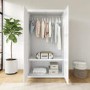 White Gloss Double Mirrored Wardrobe with Soft Close Doors - Lexi