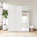 White Gloss 3 Door Wardrobe with Mirror and Soft Close Doors - Lexi