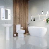 Modern Freestanding 1400mm Bath Suite with Toilet & Basin - Lisbon