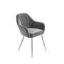 Set of 4 Grey Velvet Tub Dining Chairs - Logan