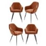 Set of 4 Burnt Orange Velvet Tub Dining Chairs - Logan