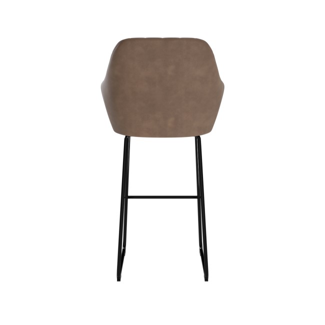 ALMOST PERFECT - Beige Faux Leather Bar Stool with Back - 77cm - Logan