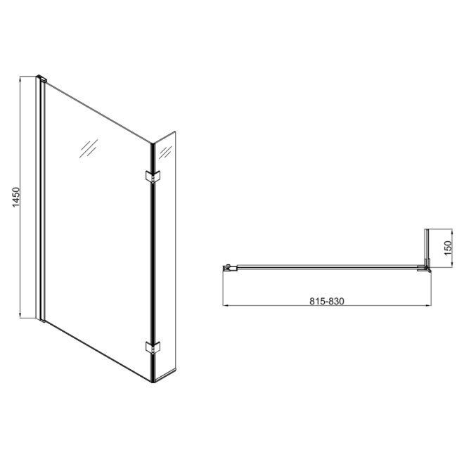 L Shape Right Hand Whirlpool Spa Shower Bath with 14 Whirlpool Jets with Front Panel & Chrome Bath Screen 1700 x 850mm - Lomax