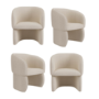 Set of 4 Curved Cream Boucle Tub Dining Chairs - Lottie