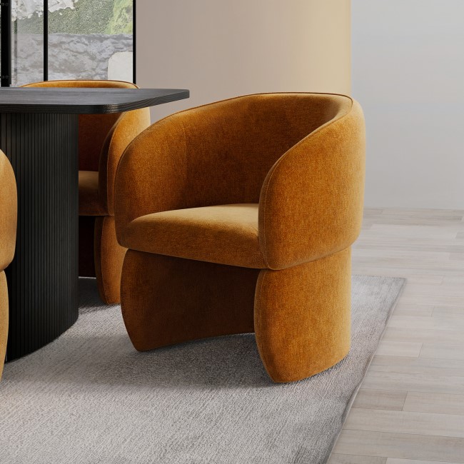 Curved Tan Textured Upholstered Dining Chair - Lottie