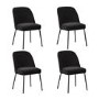 Set of 4 Black Fabric Dining Chairs with Piped Detail - Leighton