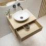 600mm Wood Effect Wall Hung Countertop Vanity Unit with Oval Basin and Shelf - Lugo