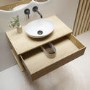 800mm Wood Effect Wall Hung Countertop Vanity Unit with Oval Basin and Shelf - Lugo