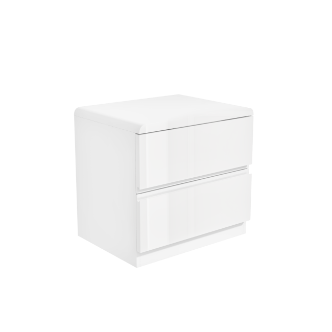 Kids White High Gloss 2 Drawer Bedside Table - Lyra