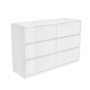 Kids Wide White High Gloss Chest of 6 Drawers - Lyra