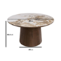 Neutral Round Ceramic Nest of 2 Tables with Walnut Pedestal Bases - Malia