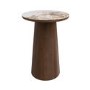 Neutral Round Ceramic Nest of 2 Tables with Walnut Pedestal Bases - Malia