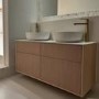 1250mm Wooden Fluted Wall Hung Double Countertop Vanity Unit - Matira