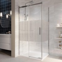 1000x800mm Chrome Frameless Fluted Glass Sliding Shower Enclosure Right Hand - Matira