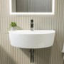 Round Wall Hung Basin 607mm with Chrome Tap Bottle Trap and Waste - Milos