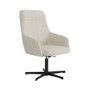 Off White Fabric Swivel Recliner Armchair with Footstool - Mila