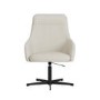 Off White Fabric Swivel Recliner Armchair with Footstool - Mila