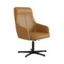 Tan Faux Leather Recliner Swivel Office Chair with Footrest - Mila