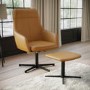 Tan Faux Leather Recliner Swivel Office Chair with Footrest - Mila