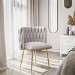 Warm Grey Linen Accent Chair with Gold Legs - Malika