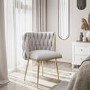 Warm Grey Linen Accent Chair with Gold Legs - Malika