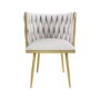 Warm Grey Linen Accent Chair with Gold Legs - Malika